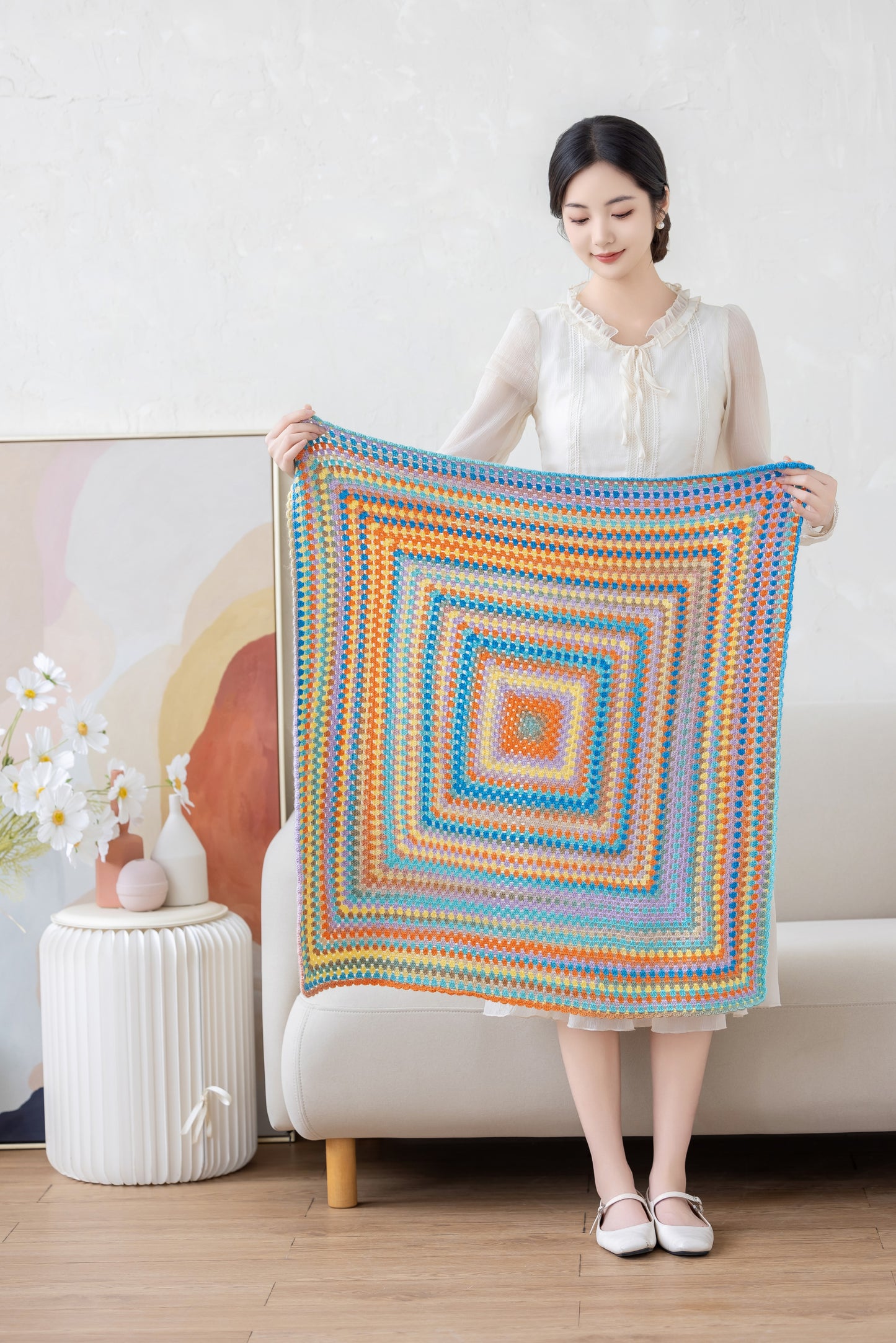 Grannysquare Pillow Blanket Crochet Pattern