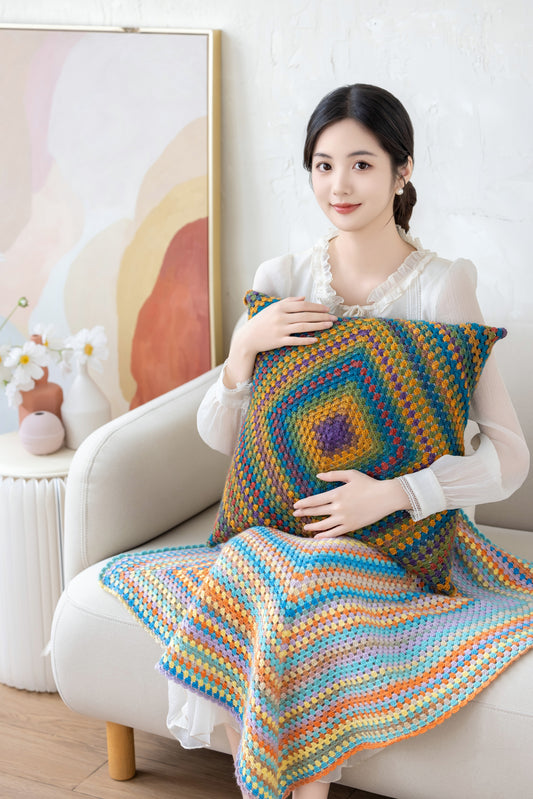 Grannysquare Pillow Blanket Crochet Pattern