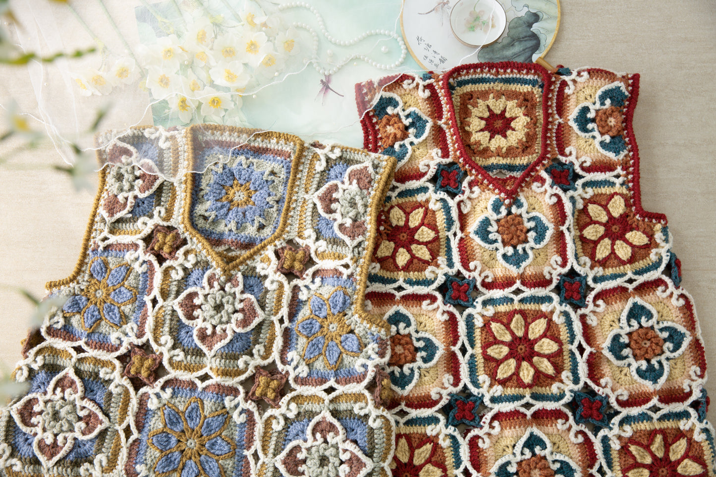 Ancient and Modern Lotus Motif Vest Crochet Kit