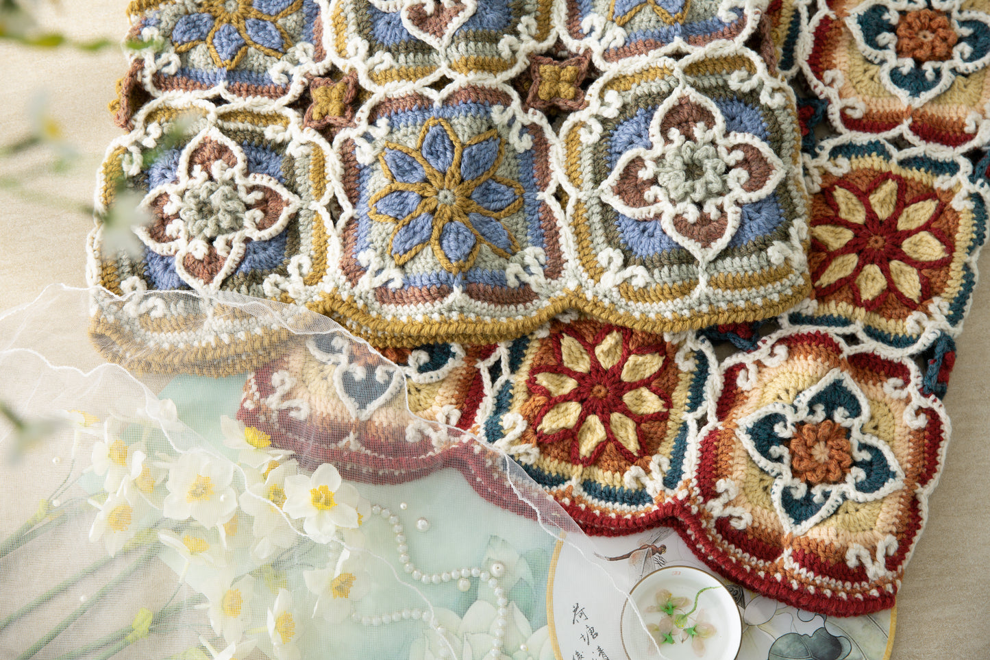 Ancient and Modern Lotus Motif Vest Crochet Kit