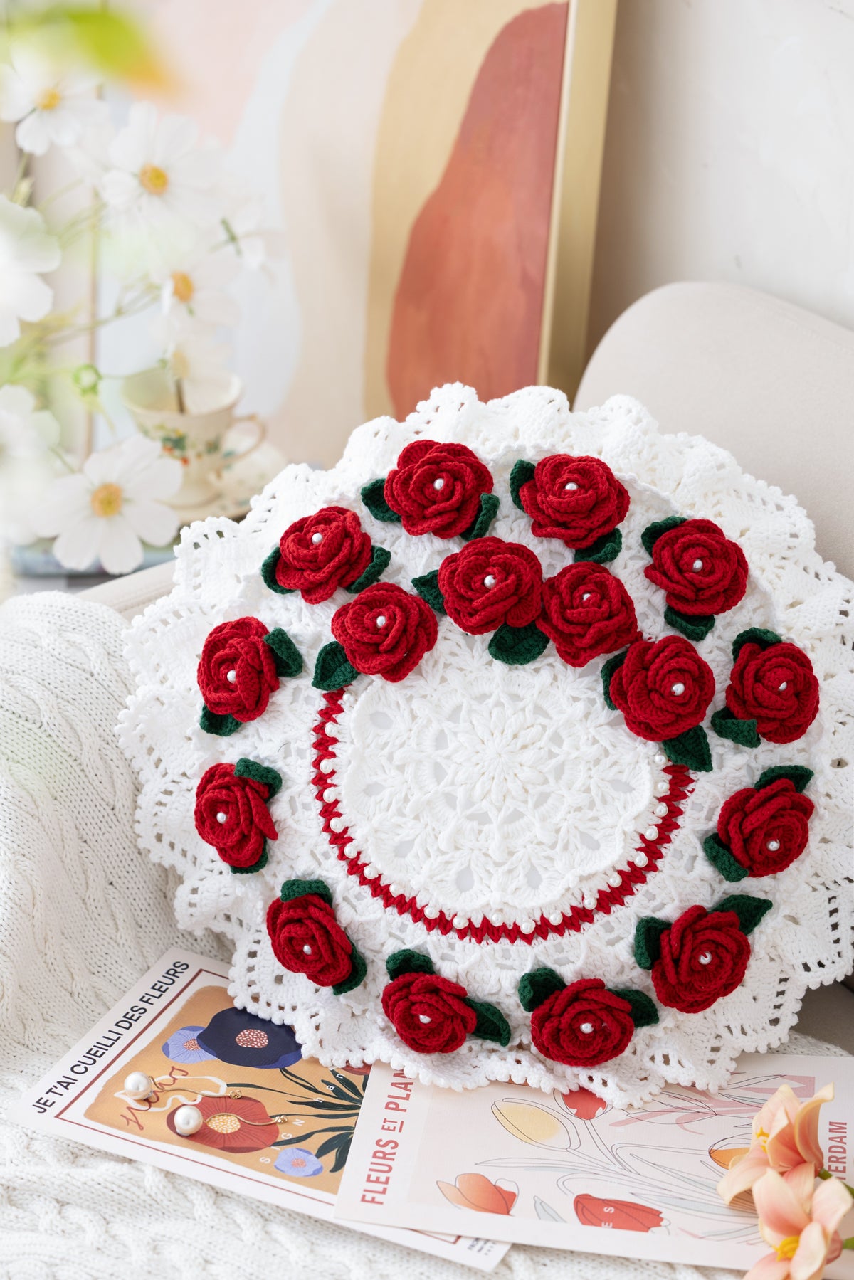Rose Bear Hug Pillow Crochet Pattern