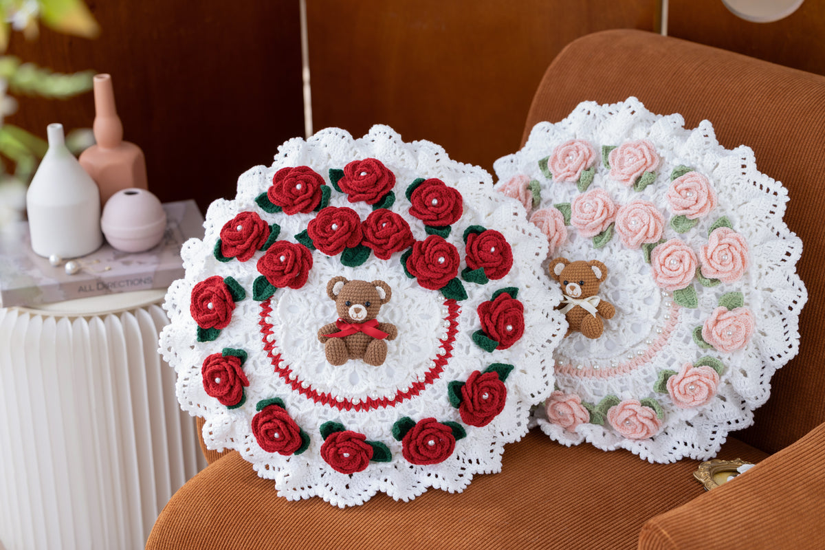 Rose Bear Hug Pillow Crochet Pattern