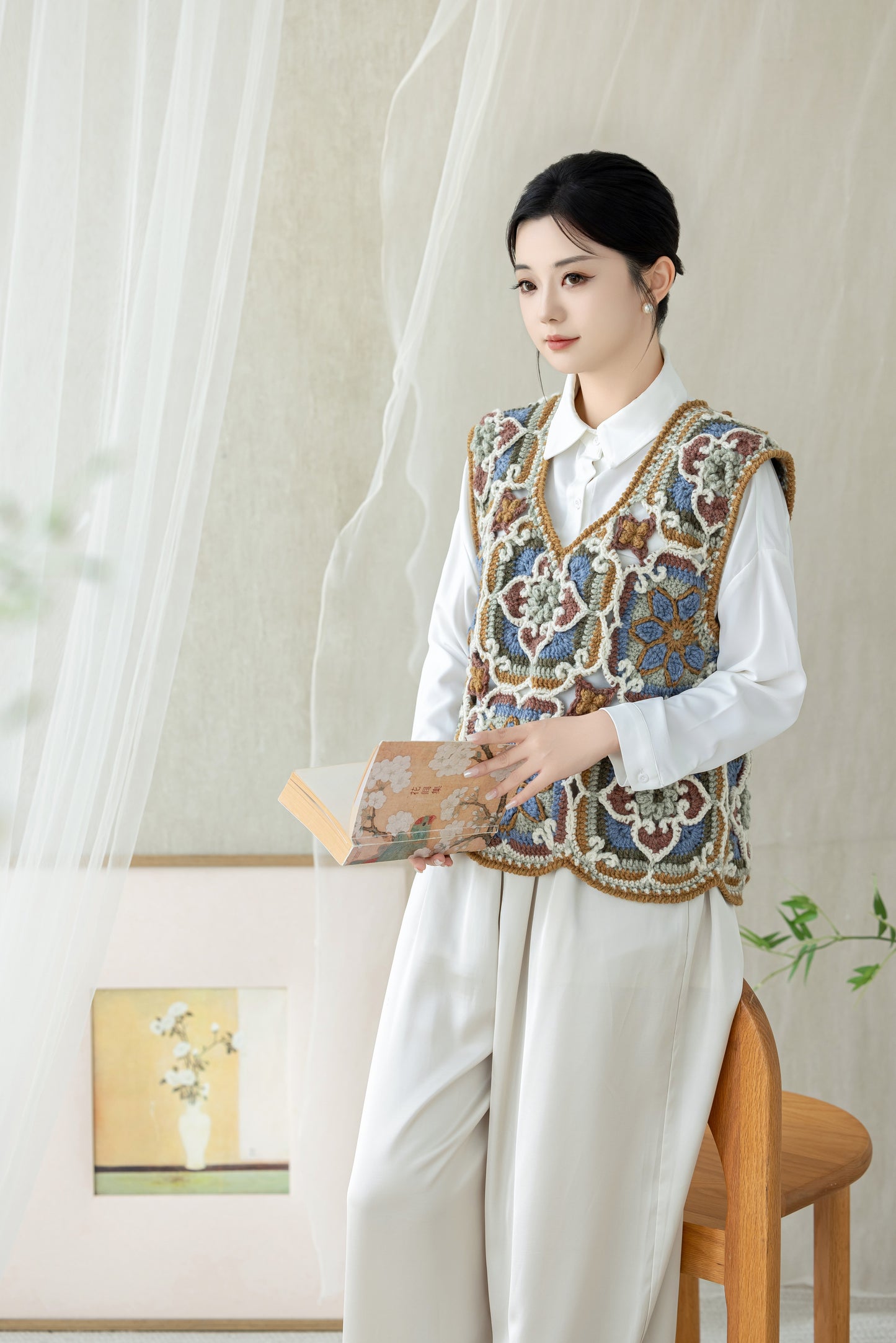 Ancient and Modern Lotus Motif Vest Crochet Kit