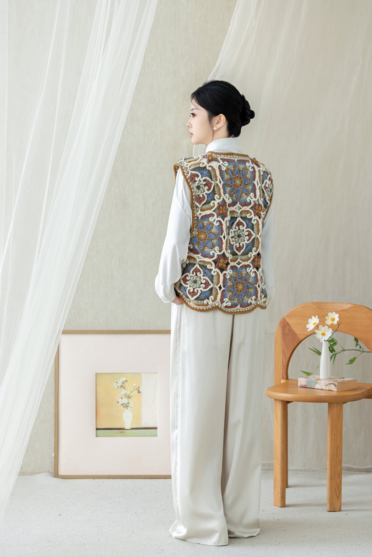 Ancient and Modern Lotus Motif Vest Crochet Kit
