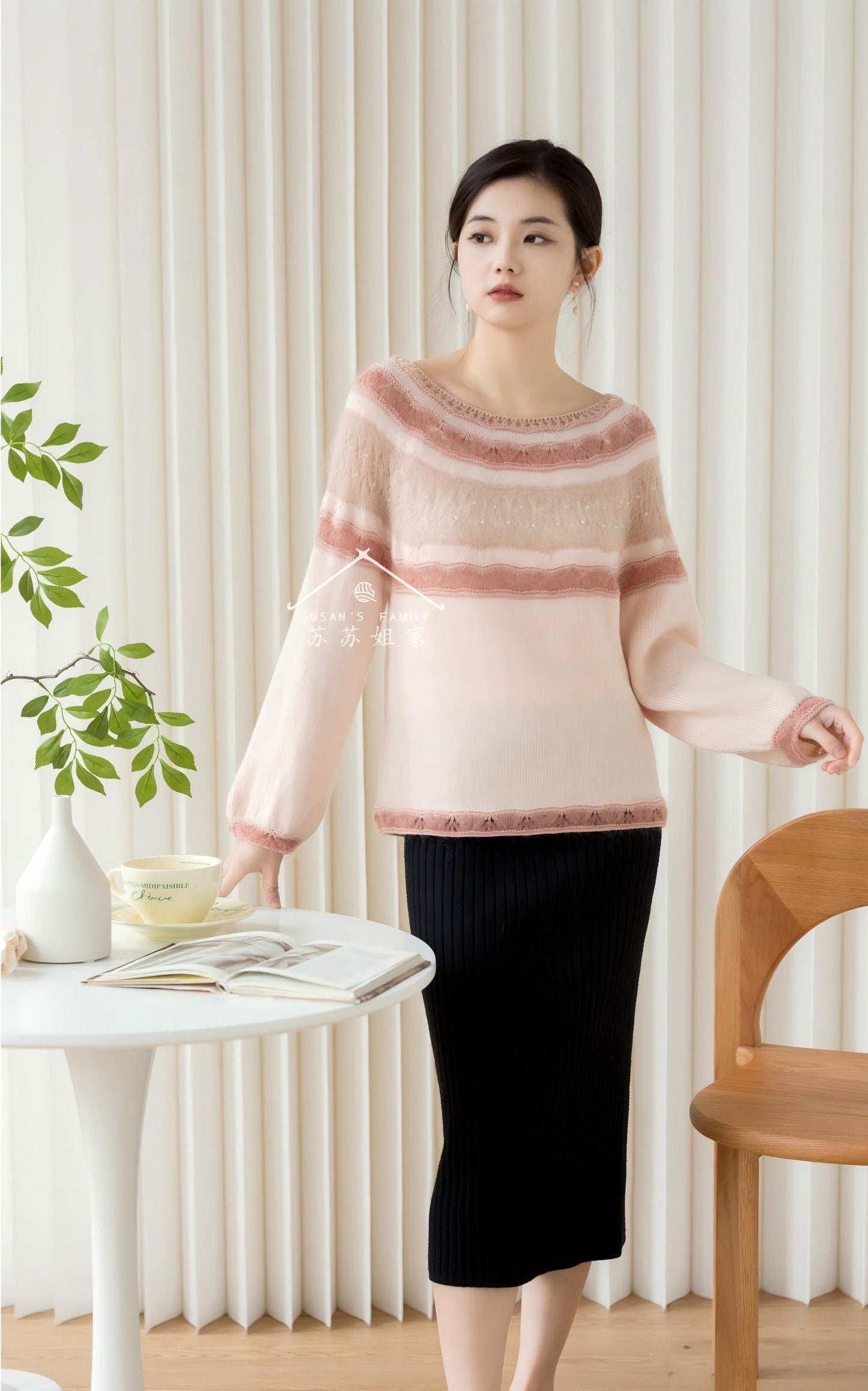 Sequin Feather Knit Pattern