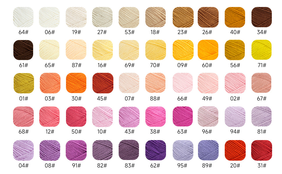 Coton peigné 4 fils, 1 paquet : 60 fils de coton et 40 fils d'acrylique | La famille de Susan