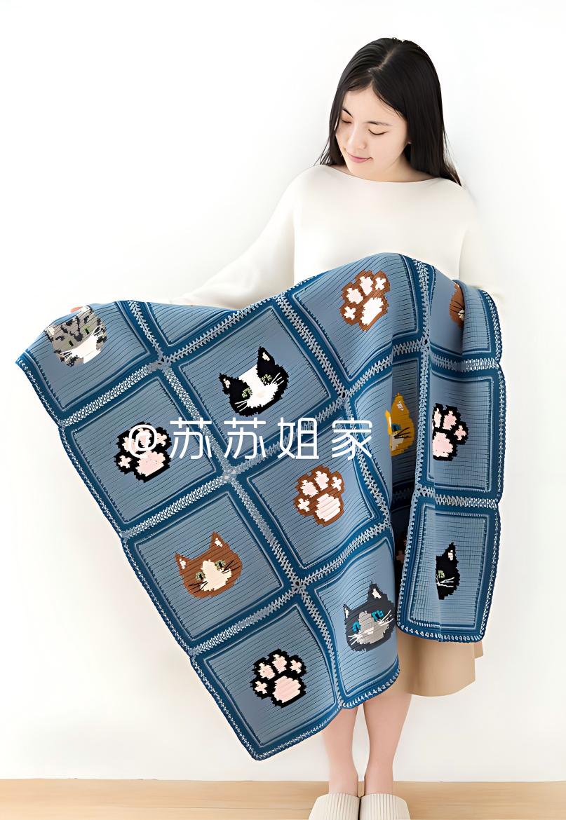Cute Cat Motif Blanket | Crochet Chart Pattern | Limited Written Instructions | Video Tutorial Available