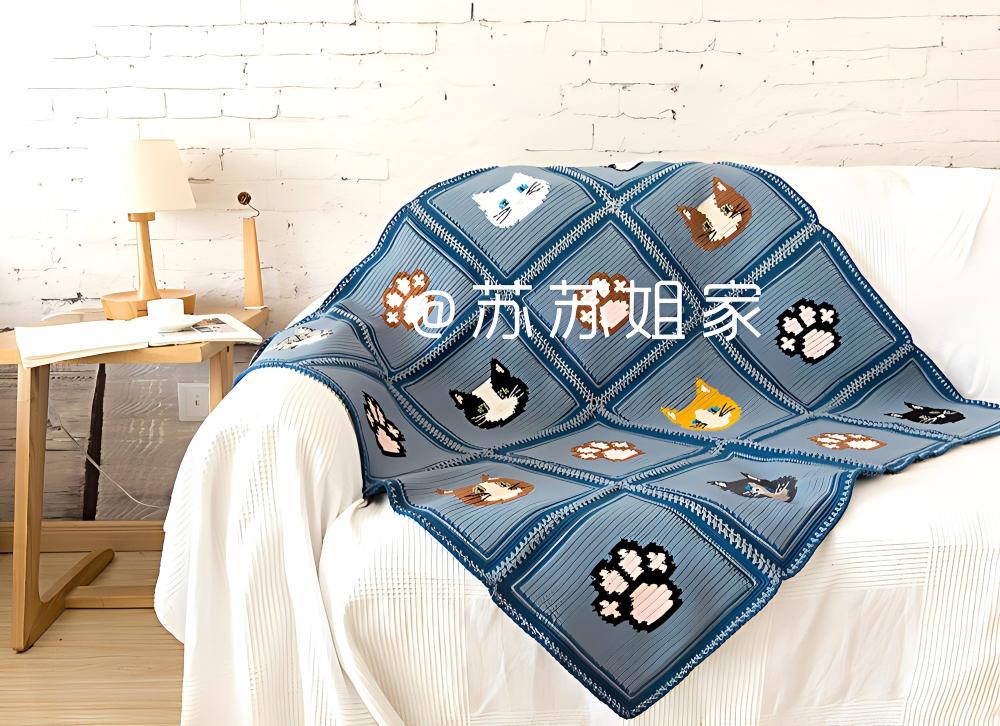 Cute Cat Motif Blanket | Crochet Chart Pattern | Limited Written Instructions | Video Tutorial Available