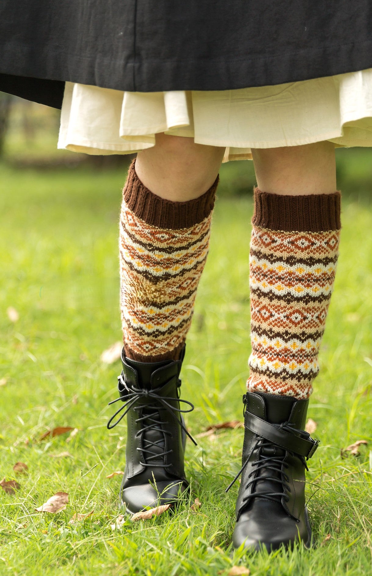 Fair Isle Knee-High Sock Knit Pattern