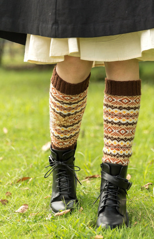 Fair Isle Knee-High Sock Knit Pattern