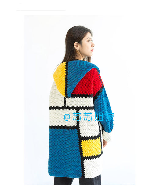 Color-rhythm Hooded Jacket Knit Pattern