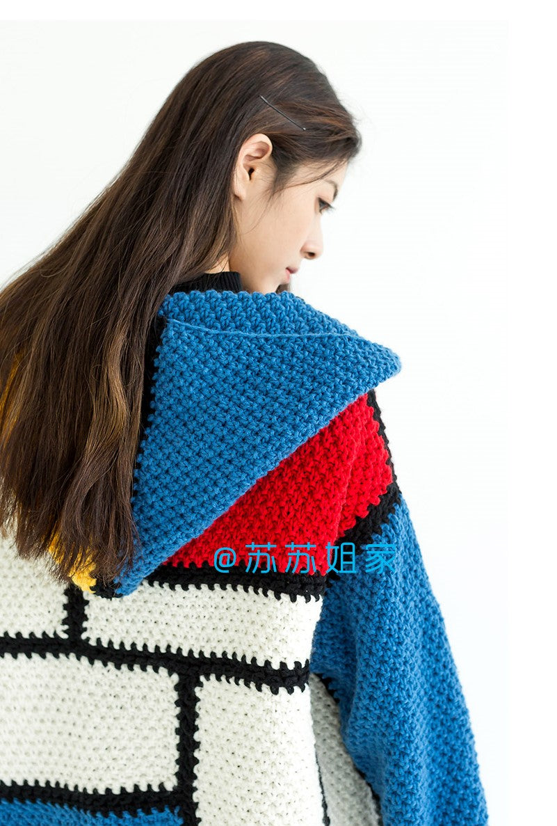 Color-rhythm Hooded Jacket Knit Pattern