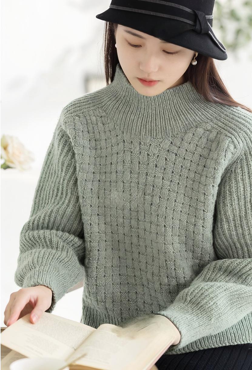 Grid Saddle Shoulder Sweater Knit Pattern