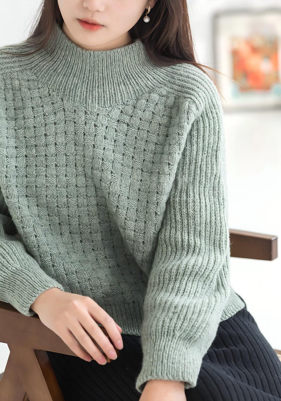 Grid Saddle Shoulder Sweater Knit Pattern