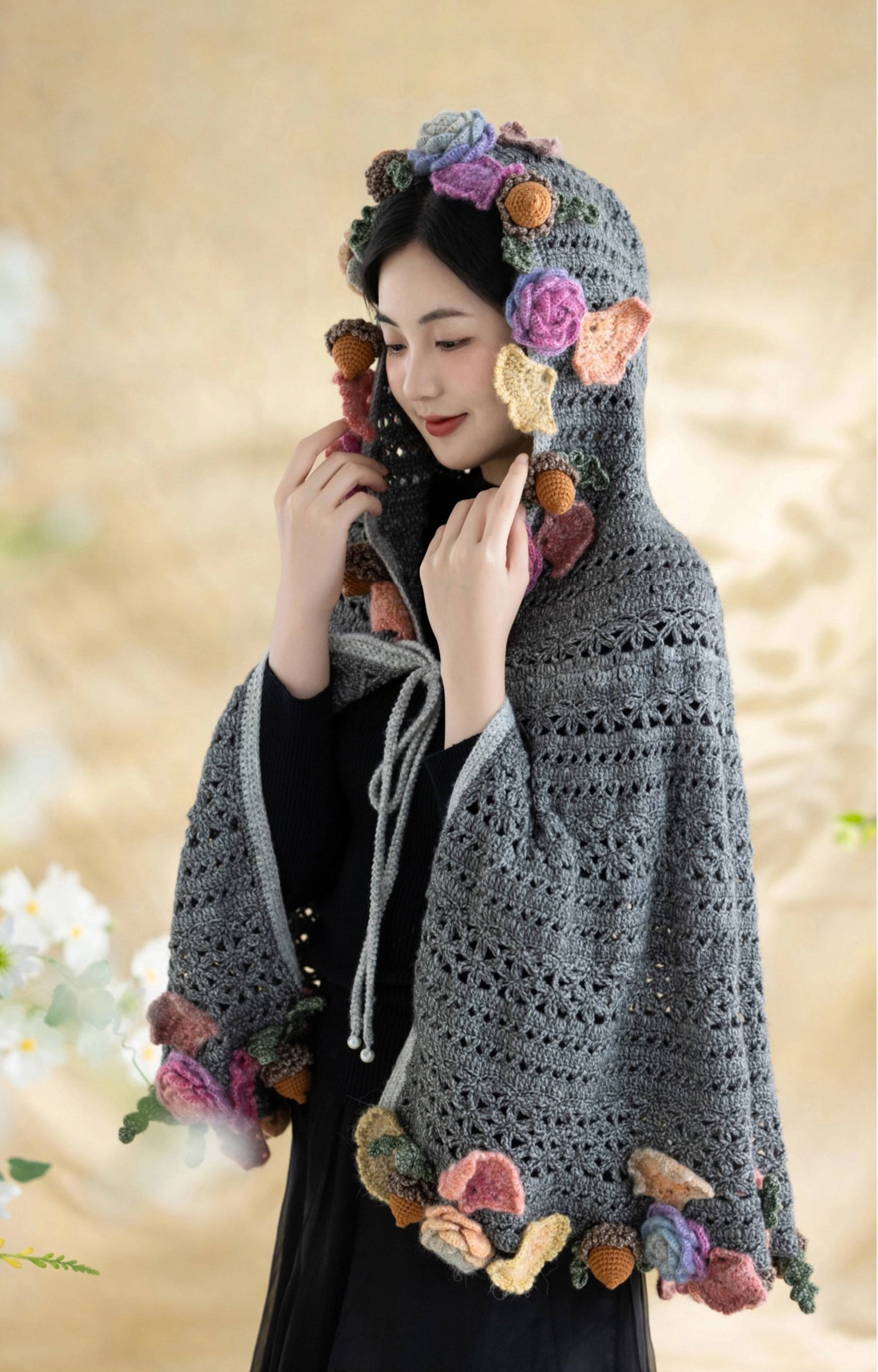 Autumn Harvest Cape · Blackened Pearl · actual finished-project example